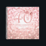 40th Birthday Guestbookバラ金ゴールドグラムライト ノートブック<br><div class="desc">洗練エレガントされた40番目（40番目）の誕生日ゲストブックテンプレートとグラムライト&グリッター紙吹雪とバラ金ゴールドの簡単と文字にカスタマイズの。</div>