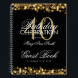 40th Birthday Guestbookパーティースパークルズ金ゴールド ノートブック<br><div class="desc">洗練エレガントされた40番目（40番目）の誕生日ゲストブックテンプレートとパーティースパークレス金ゴールドデザイン(金ゴールドライト、金ゴールドストリング、金ゴールドスパークを搭載)とに文字付き。</div>