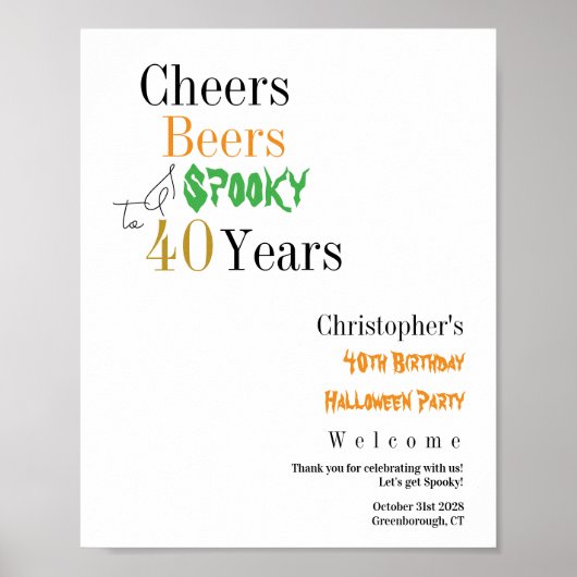 40th Birthday Halloween Party Welcome ポスター (正面)