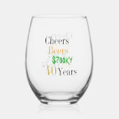 40th Birthday Halloween Spooky Cheers Party ステムなしワイングラス (裏面)
