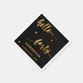 40th birthday hello40black金ゴールド名 スタンダードカクテルナプキン (角)