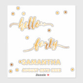 40th birthday hello40th金ゴールド名シール シール (シート)