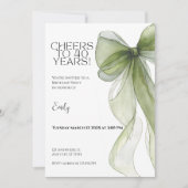 40th Birthday Invitation • Green Bow Milestone カード (正面)