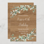 40th Birthday Invitation – Rustic Greenery | Forty 招待状 (正面/裏面)