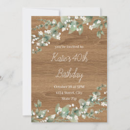 40th Birthday Invitation – Rustic Greenery | Forty 招待状
