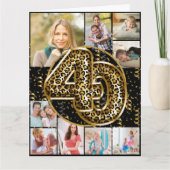40th Birthday Leopard印刷金ゴールドバルーン写真 カード (正面)