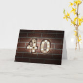 40th birthday-marquee light sign on brick カード (黄色い花)