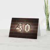 40th birthday-marquee light sign on brick カード (正面)