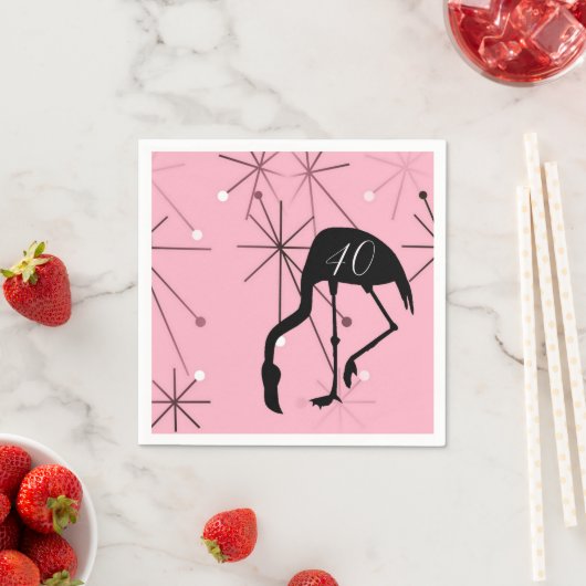 40th Birthday MidCentury Modern Atomic Starburst スタンダードカクテルナプキン (インサイチュ)