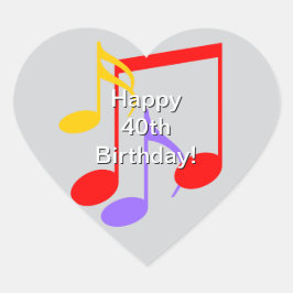 40th Birthday Music Notes  Heart Sticker ハートシール