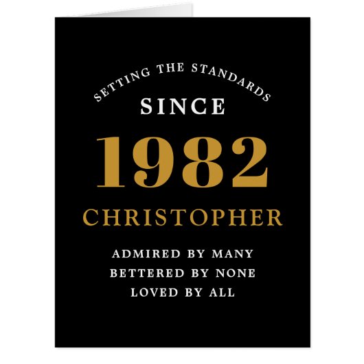 40th Birthday Name 1982ブラック金ゴールドカーエレガントド (正面)