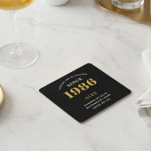 40th Birthday Name 1986 Year Black Gold Custom スクエアペーパーコースター