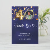 40th birthday navy blue gold stars photo サンキューカード (スタンド正面)