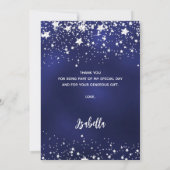 40th birthday navy blue silver stars photo サンキューカード (裏面)