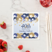 40th Birthday Navy Gold Balloons Party スタンダードカクテルナプキン (インサイチュ)
