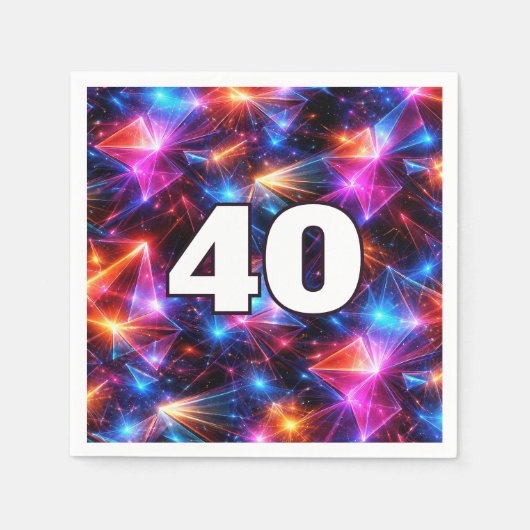 40th Birthday Neon Polygon Abstract  スタンダードカクテルナプキン (正面)
