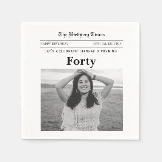 40th Birthday Newspaper スタンダードカクテルナプキン