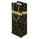 40th Birthday Number Pattern金ゴールド/ブラック40 ワインギフトバッグ (裏面アングル)