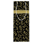 40th Birthday Number Pattern金ゴールド/ブラック40 ワインギフトバッグ (裏面)