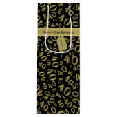 40th Birthday Number Pattern金ゴールド/ブラック40 ワインギフトバッグ (正面)