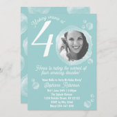 40th Birthday Party Bubble Muted Teal Invitation 招待状 (正面/裏面)