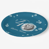 40th Birthday Party Bubble Twilight Blue ペーパープレート (アングル)