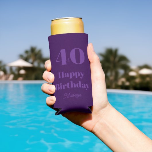 40th Birthday Party Elegant Purple Gift For Women スリム缶クーラー (インサイチュ プール)