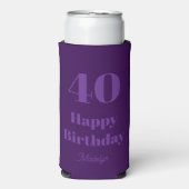 40th Birthday Party Elegant Purple Gift For Women スリム缶クーラー (Seltzer正面)