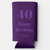 40th Birthday Party Elegant Purple Gift For Women スリム缶クーラー (裏面)