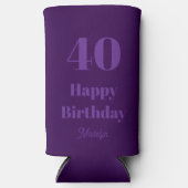40th Birthday Party Elegant Purple Gift For Women スリム缶クーラー (正面)