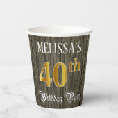 40th Birthday Party — Faux Gold & Faux Wood Looks 紙コップ (裏面)