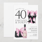 40th Birthday Party for Women, Fabulous and Forty 招待状 (正面/裏面)
