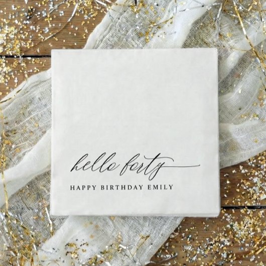 40th Birthday Party Hello 40 Modern Milestone スタンダードカクテルナプキン