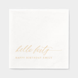 40th Birthday Party Modern Elegant Gold 箔ナプキン