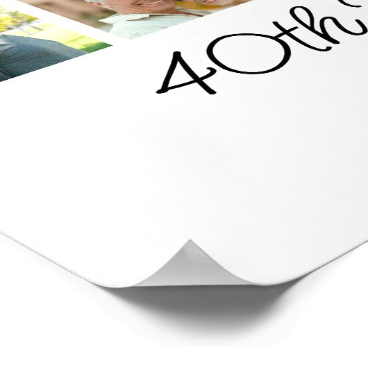 40th Birthday Party Photo Collage, Fun Welcome  ポスター (角)