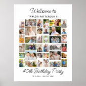 40th Birthday Party Photo Collage, Fun Welcome  ポスター (正面)