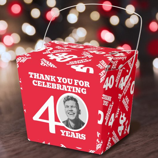 40th birthday personalized photo white red フェイバーボックス