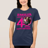 40th Birthday photo and name pink文字 トライブレンドTシャツ (正面)