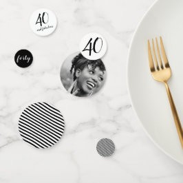 40th Birthday Photo Black White Party Confetti コンフェッティ