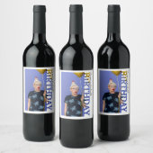 40th Birthday Photo college Party  ワインラベル (ボトル)