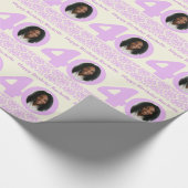 40th Birthday photo damask cream purple wrapping ラッピングペーパー (角)