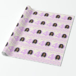 40th Birthday photo damask cream purple wrapping ラッピングペーパー<br><div class="desc">ライトラベンダーパープルとクリームカンガルーpawボタニックダマスク40th誕生日あなたの独自の写真のラッピング紙を追加。40年の0にあなたの独自のフォーティース誕生日の女の子の写真を追加しカスタマイズて、あなたの選択の誕生日メッセージ/名前。現読在ハッピーバースデーラセル40。お素晴らし誕生日カスタマイズギフトの方法。デザインユニークはサラ・トレット。</div>