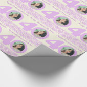 40th Birthday photo damask cream purple wrapping ラッピングペーパー (角)