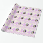 40th Birthday photo damask cream purple wrapping ラッピングペーパー<br><div class="desc">ライトラベンダーパープルとクリームカンガルーpawボタニックダマスク40th誕生日あなたの独自の写真のラッピング紙を追加。40年の0にあなたの独自のフォーティース誕生日の女の子の写真を追加しカスタマイズて、あなたの選択の誕生日メッセージ/名前。現読在ハッピーバースデーミシェル40。お素晴らし誕生日カスタマイズギフトの方法。デザインユニークはサラ・トレット。</div>