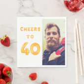 40th birthday photo gold balloons cheers luncheon スタンダードランチョンナプキン (インサイチュ)