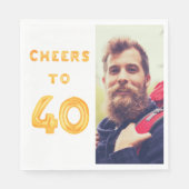 40th birthday photo gold balloons cheers luncheon スタンダードランチョンナプキン (正面)