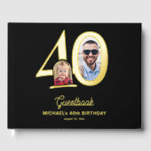 40th Birthday photo name black gold  ゲストブック (正面)