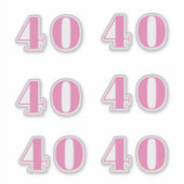 40th Birthday Pink Number Forty Custom Age Trendy シール (正面)