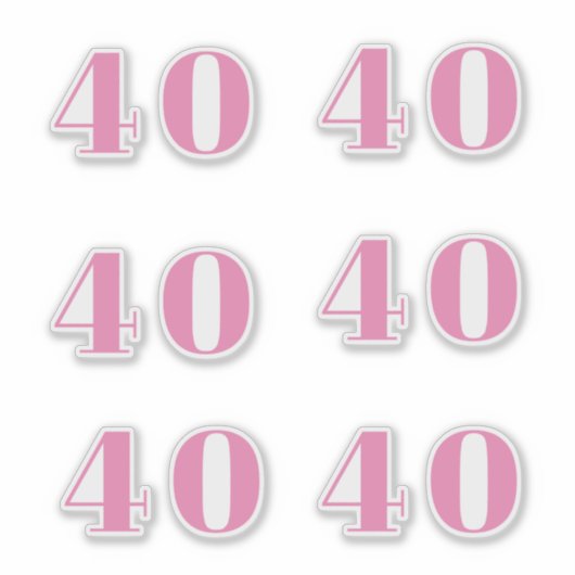 40th Birthday Pink Number Forty Custom Age Trendy シール (正面)