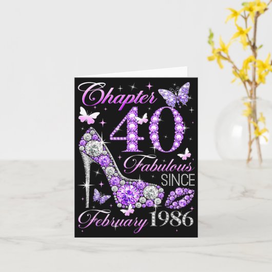 40th Birthday Queen Chapter 40 Fabulous Since 1986 カード (黄色い花)